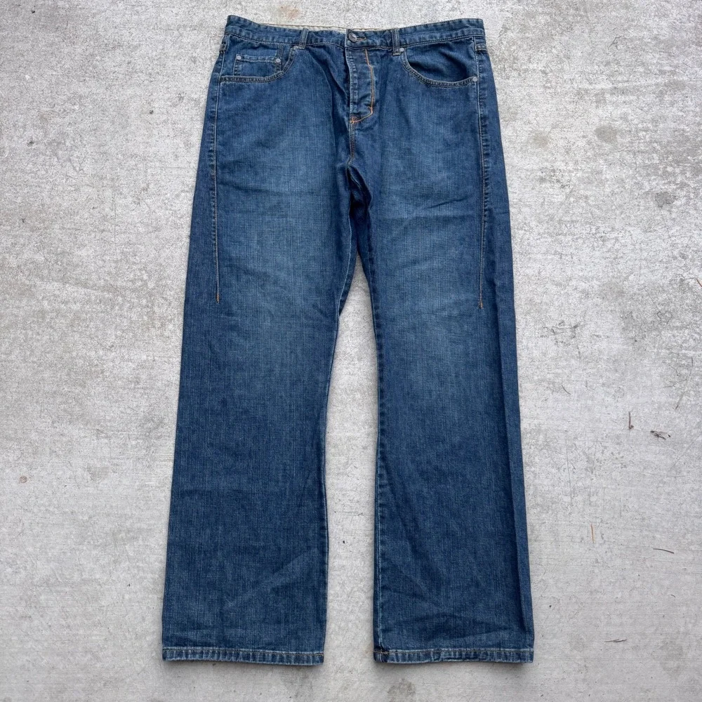 Oakley Industrial Denim Jeans Mens 38x32 Blue Loose Fit Low Rise Boot Cut Y2K